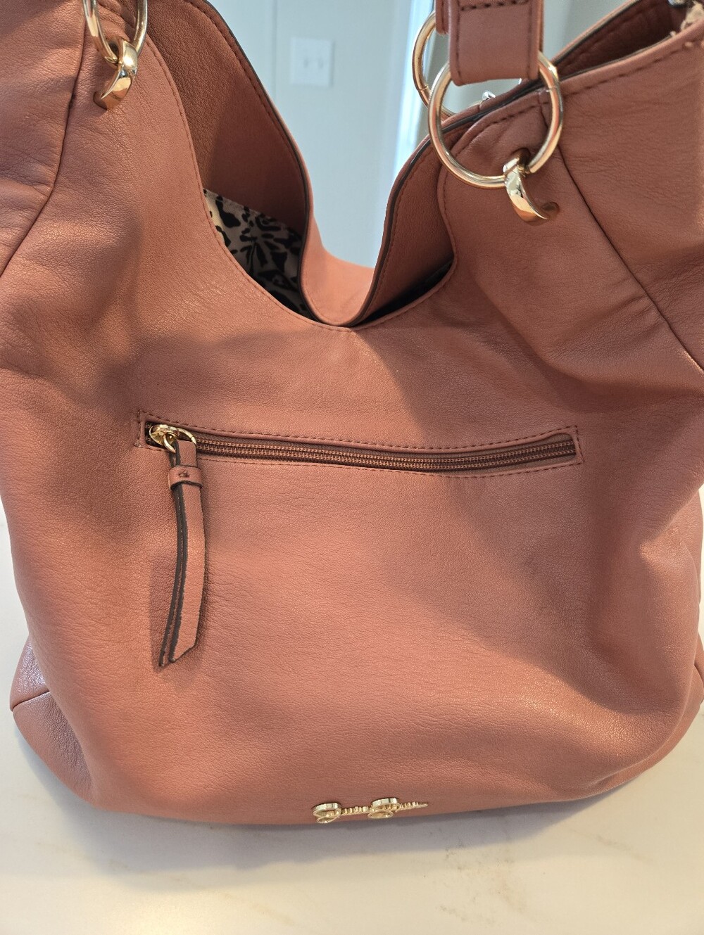 Jessica Simpson Women'faux Leather Hobo Bag in Dusty Rose - Gold Hardware